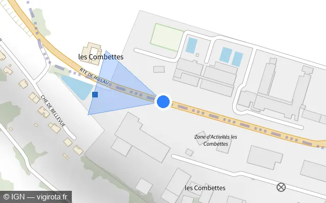 Vue plan de l'emplacement du radar fixe à Cunac sur Route de Millau / D 999