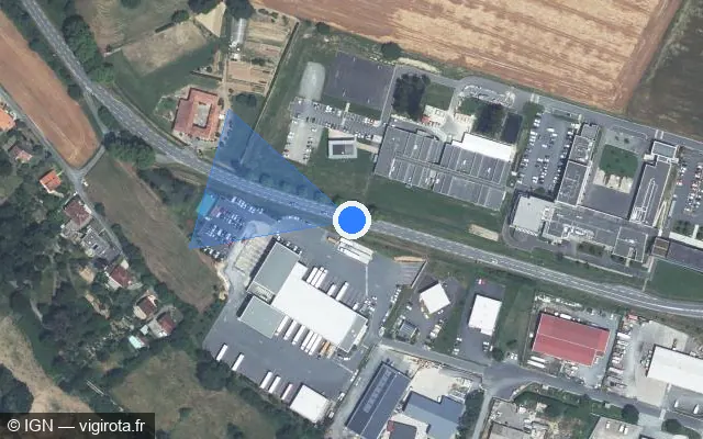 Vue satellite de l'emplacement du radar fixe à Cunac sur Route de Millau / D 999