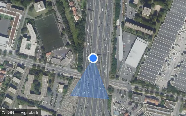 Vue satellite de l'emplacement du radar fixe à Chevilly-Larue sur A 6a / E 05