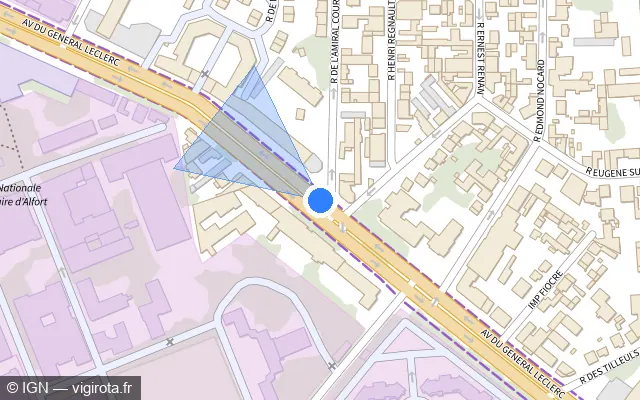 Vue plan de l'emplacement du radar fixe à Saint-Maurice sur Avenue du Général Leclerc / D 19 / E 54