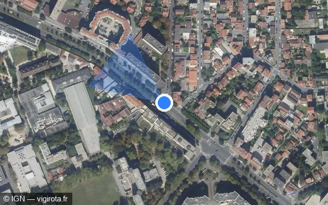 Vue satellite de l'emplacement du radar fixe à Saint-Maurice sur Avenue du Général Leclerc / D 19 / E 54
