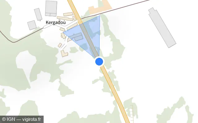 Vue plan de l'emplacement du radar fixe à Merlevenez sur D 9