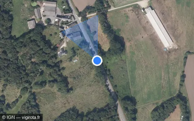 Vue satellite de l'emplacement du radar fixe à Merlevenez sur D 9