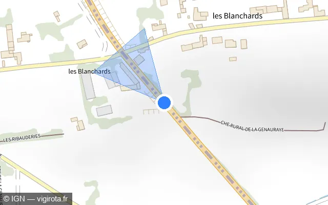Vue plan de l'emplacement du radar fixe à Thuré sur Route de Richelieu / D 749