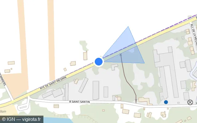 Vue plan de l'emplacement du radar fixe à Saint-Pryvé-Saint-Mesmin sur Route de Saint-Mesmin / D 951