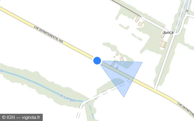 Vue plan de l'emplacement du radar fixe à Hagetaubin sur Chemin Départemental 945 / D 945