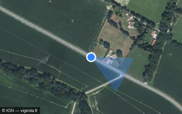 Vue satellite de l'emplacement du radar fixe à Hagetaubin sur Chemin Départemental 945 / D 945