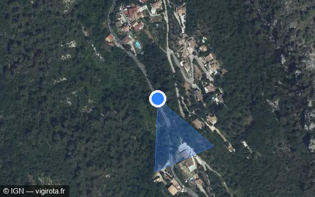 Vue satellite de l'emplacement du radar fixe à Tourrette-Levens sur Avenue de la Conca d'Or / M 19