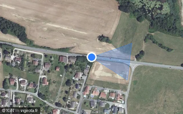 Vue satellite de l'emplacement du radar fixe à Ayse sur Route de Cluses / D 19