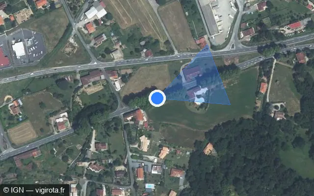 Vue satellite de l'emplacement du radar fixe à Lescure-d'Albigeois sur RN88 - Direction Carmaux / N 88