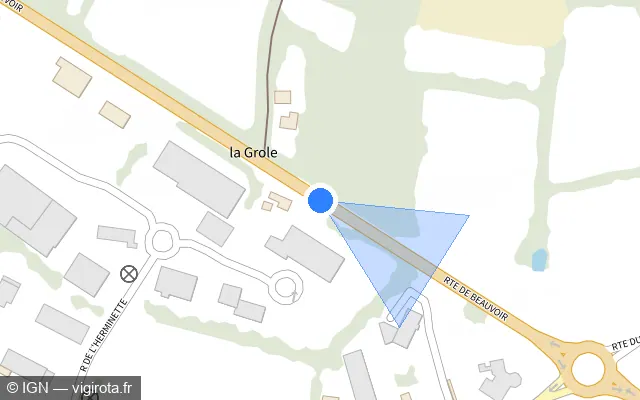 Vue plan de l'emplacement du radar fixe à Sallertaine sur Route de Beauvoir / D 948