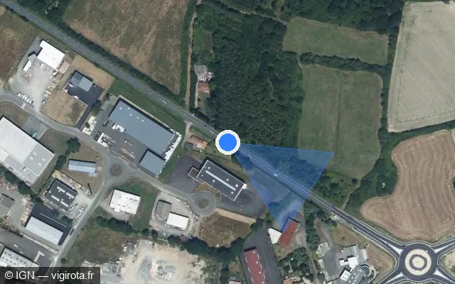 Vue satellite de l'emplacement du radar fixe à Sallertaine sur Route de Beauvoir / D 948