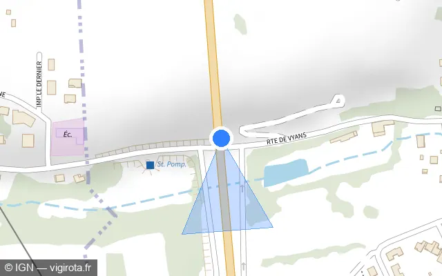Vue plan de l'emplacement du radar fixe à Vyans-le-Val sur D 438D