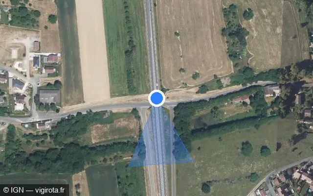 Vue satellite de l'emplacement du radar fixe à Vyans-le-Val sur D 438D