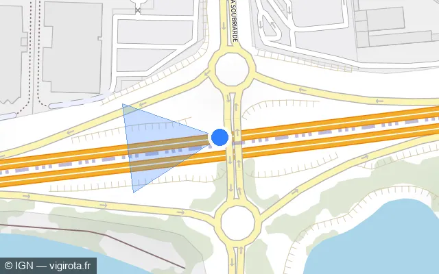 Vue plan de l'emplacement du radar fixe à Lognes sur A 4 / E 50 / Autoroute de l’Est