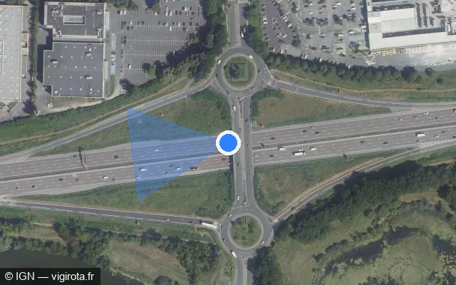 Vue satellite de l'emplacement du radar fixe à Lognes sur A 4 / E 50 / Autoroute de l’Est