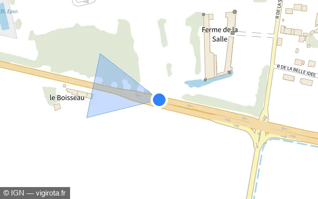 Vue plan de l'emplacement du radar fixe à Grandpuits-Bailly-Carrois sur Route de Troyes / D 619