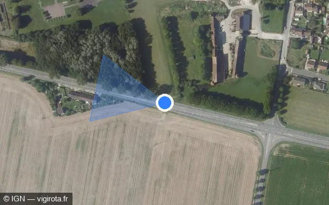 Vue satellite de l'emplacement du radar fixe à Grandpuits-Bailly-Carrois sur Route de Troyes / D 619