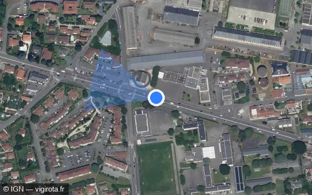 Vue satellite de l'emplacement du radar fixe à Laloubère sur Boulevard Claude Debussy / N 21