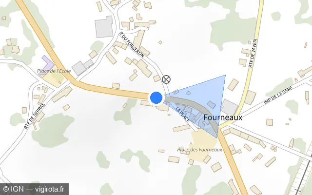 Vue plan de l'emplacement du radar fixe à Saint-Médard-la-Rochette sur Route de Lavaveix / D 942