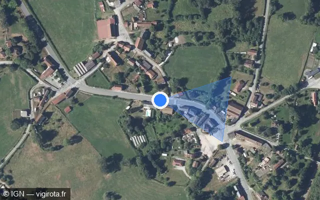 Vue satellite de l'emplacement du radar fixe à Saint-Médard-la-Rochette sur Route de Lavaveix / D 942