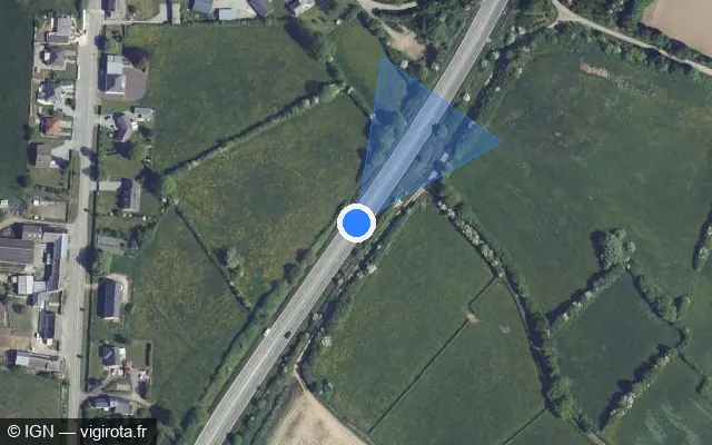 Vue satellite de l'emplacement du radar fixe à Étrœungt sur N 2