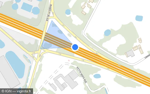 Vue plan de l'emplacement du radar fixe à Bailleul sur A 25 / E 42 / Autoroute vers la Mer