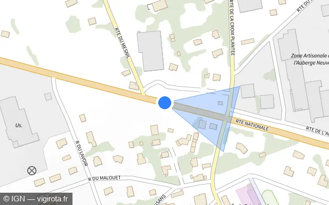 Vue plan de l'emplacement du radar fixe à Saint-Hilaire-du-Harcouët sur Route Nationale / D 976