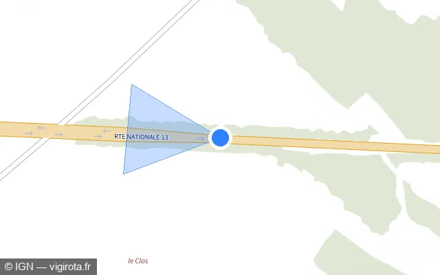 Vue plan de l'emplacement du radar fixe à Caillouet-Orgeville sur N 13