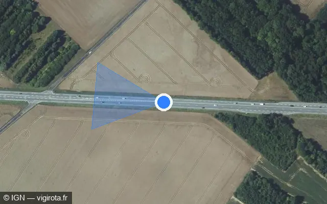 Vue satellite de l'emplacement du radar fixe à Caillouet-Orgeville sur N 13