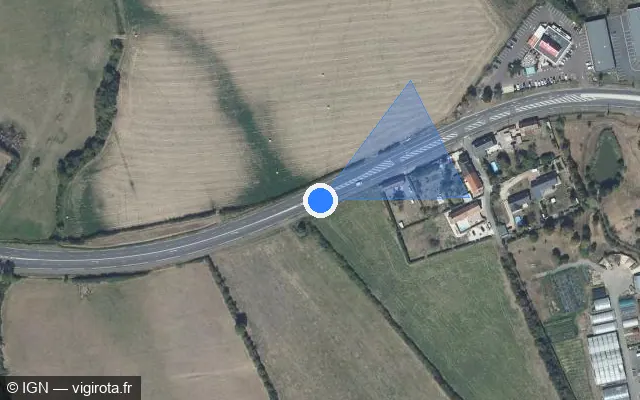 Vue satellite de l'emplacement du radar fixe à Marzy sur Route de Fourchambault