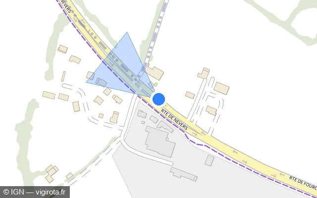 Vue plan de l'emplacement du radar fixe à Fourchambault sur Route de Nevers / D 40