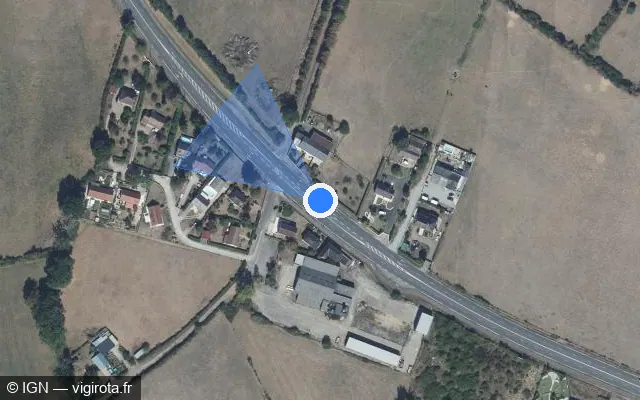 Vue satellite de l'emplacement du radar fixe à Fourchambault sur Route de Nevers / D 40