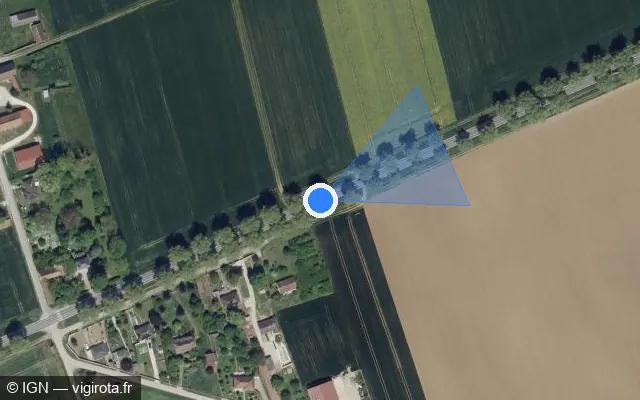 Vue satellite de l'emplacement du radar fixe à La Motte-Tilly sur D 951