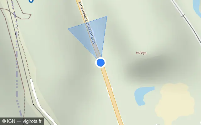 Vue plan de l'emplacement du radar fixe à Unac sur N 20 / E 09