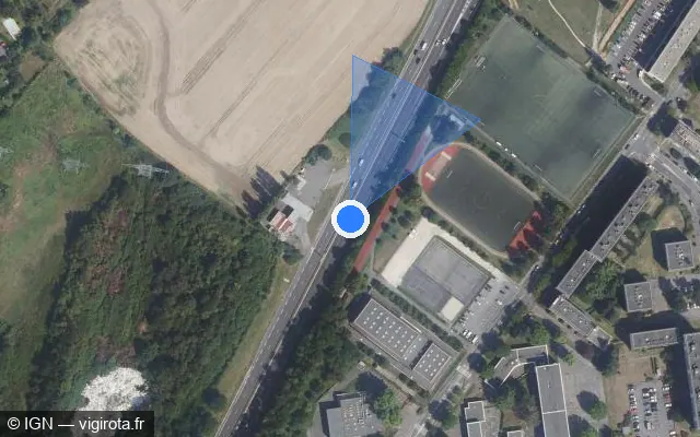 Vue satellite de l'emplacement du radar fixe à Pontoise sur D 915