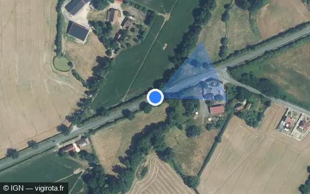 Vue satellite de l'emplacement du radar fixe à Lusigny sur Route de Moulins / D 779