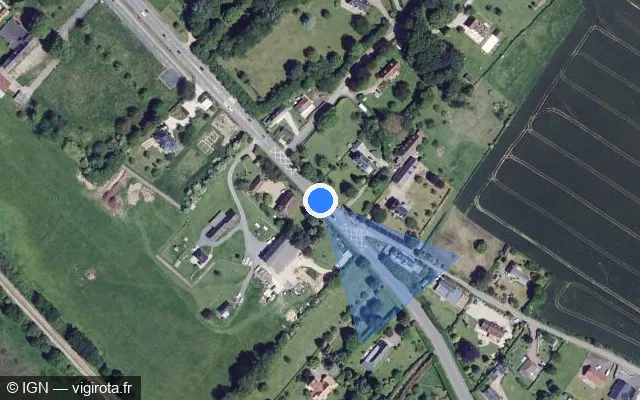Vue satellite de l'emplacement du radar fixe à Canapville sur Route de Pont-l'Évêque / D 677