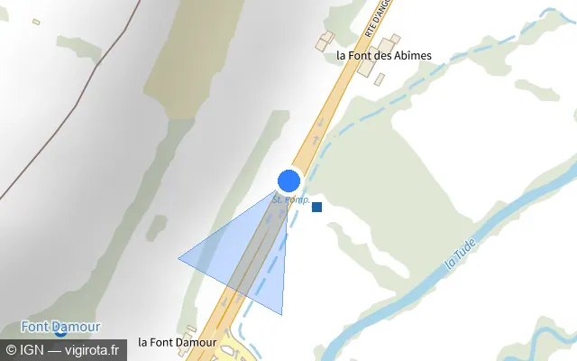 Vue plan de l'emplacement du radar fixe à Chalais sur D 674