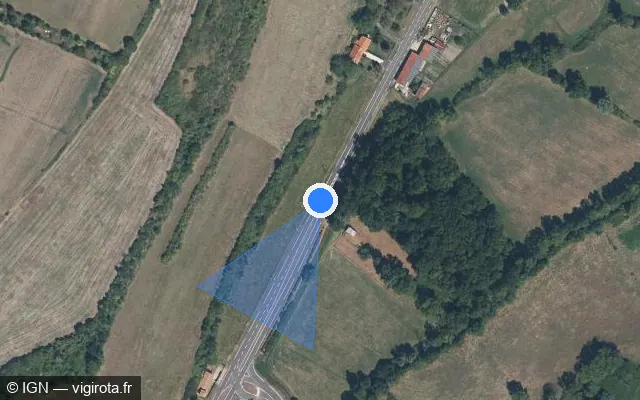 Vue satellite de l'emplacement du radar fixe à Chalais sur D 674