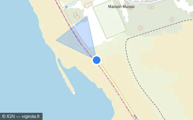 Vue plan de l'emplacement du radar fixe à Borgo sur Route des Marines de Borgo