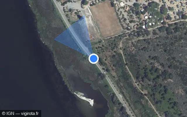 Vue satellite de l'emplacement du radar fixe à Borgo sur Route des Marines de Borgo