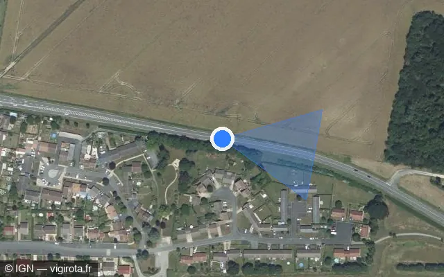 Vue satellite de l'emplacement du radar fixe à Diors sur Route de Saint-Amand / D 925
