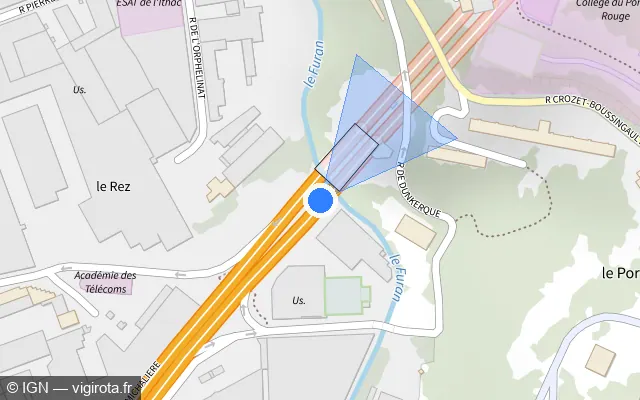 Vue plan de l'emplacement du radar fixe à La Ricamarie sur N 88