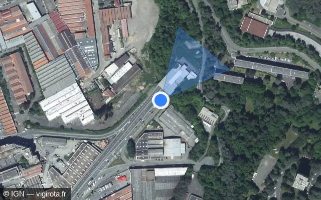Vue satellite de l'emplacement du radar fixe à La Ricamarie sur N 88