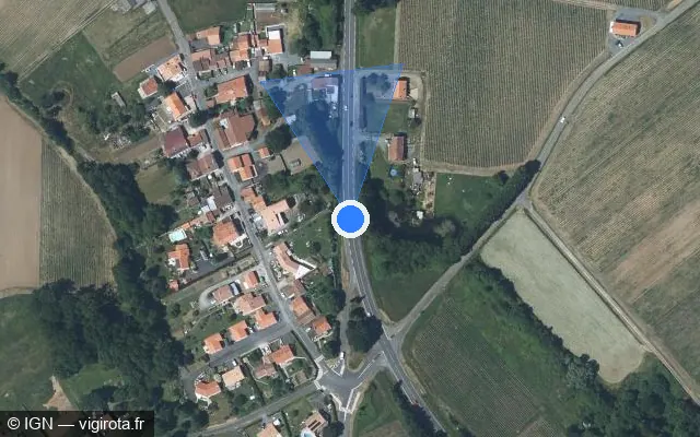 Vue satellite de l'emplacement du radar fixe à Mouzillon sur D 763