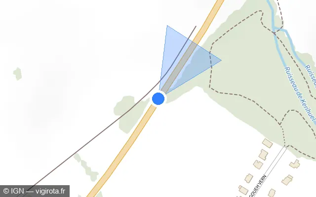 Vue plan de l'emplacement du radar fixe à Saint-Thuriau sur D 768
