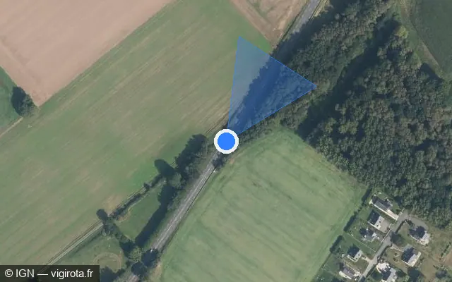 Vue satellite de l'emplacement du radar fixe à Saint-Thuriau sur D 768