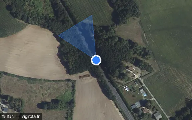 Vue satellite de l'emplacement du radar fixe à Villaines-sous-Malicorne sur Route de Sablé / D 306