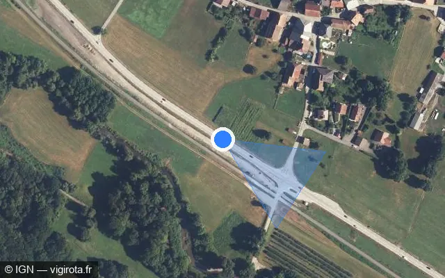 Vue satellite de l'emplacement du radar fixe à Val de Chaise sur Route d'Annecy / D 1508